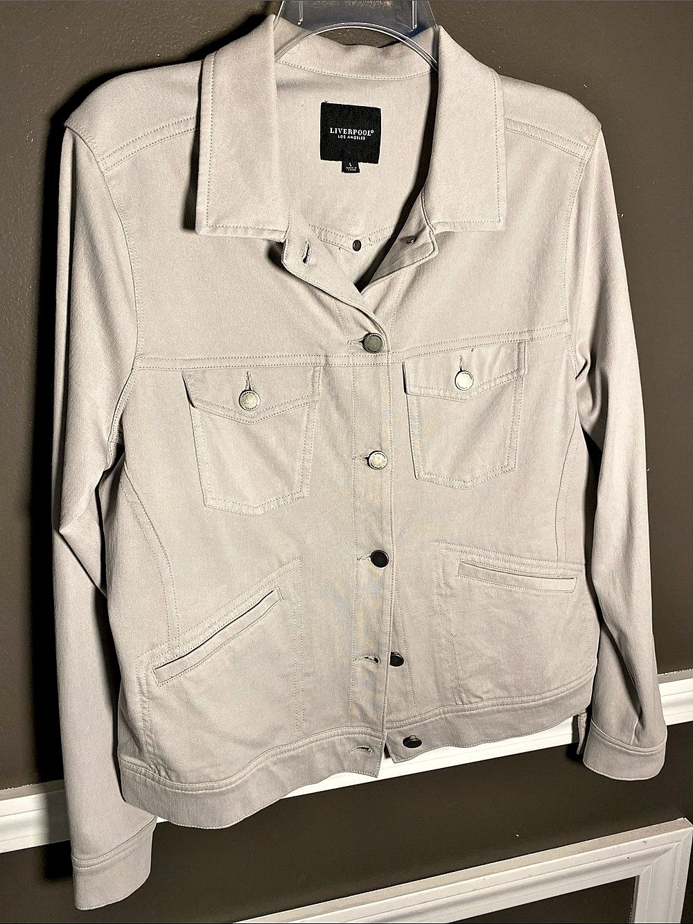 Liverpool Women's Gray Jean Jacket Size Large